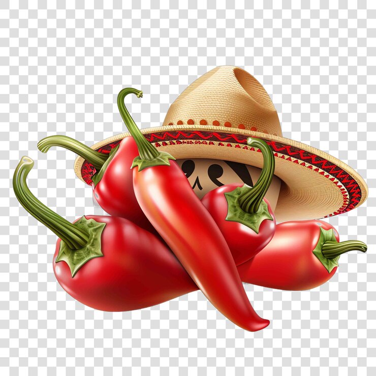PSD pimientos chiles con sombrero y cara para la ilustración del festival nacional del mes de la herencia hispana