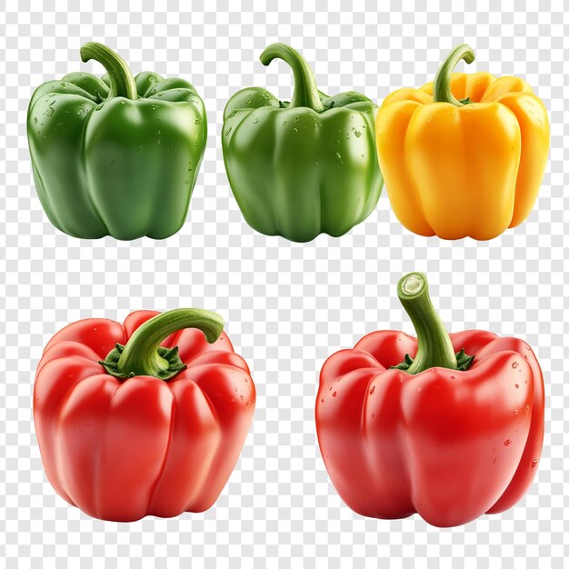Pimientos coloridos aislados sobre un fondo blanco