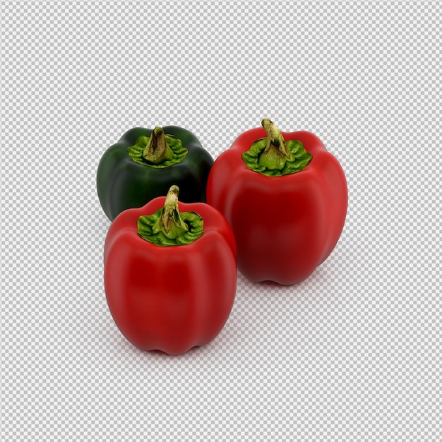 Pimientos isométricos 3d render