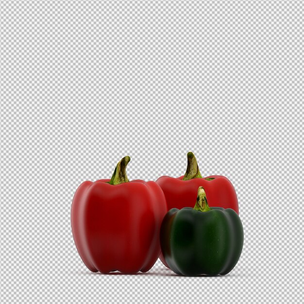 Pimientos isométricos 3d render