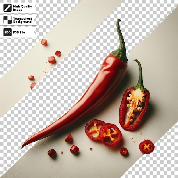 Pimientos picantes rojos secos en psd sobre un fondo transparente