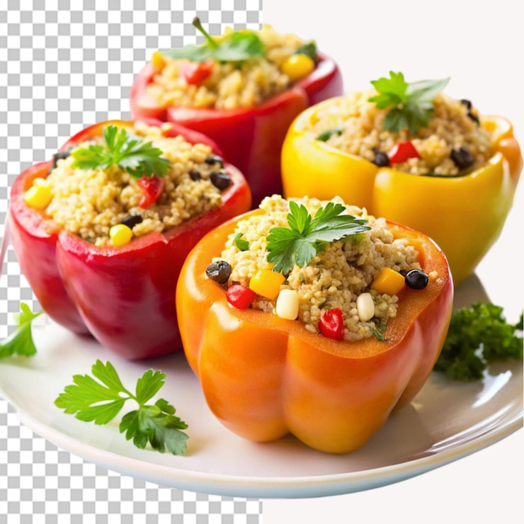 PSD pimientos de quinoa rellenos sobre un fondo transparente