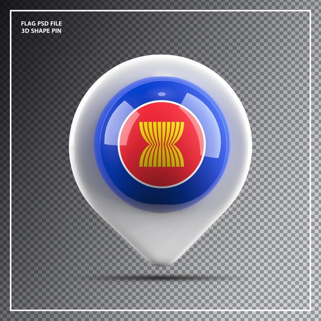 PSD pin bandera redonda del elemento asean