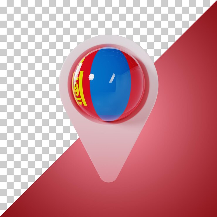 PSD pin bandera redonda de mongolia representación 3d