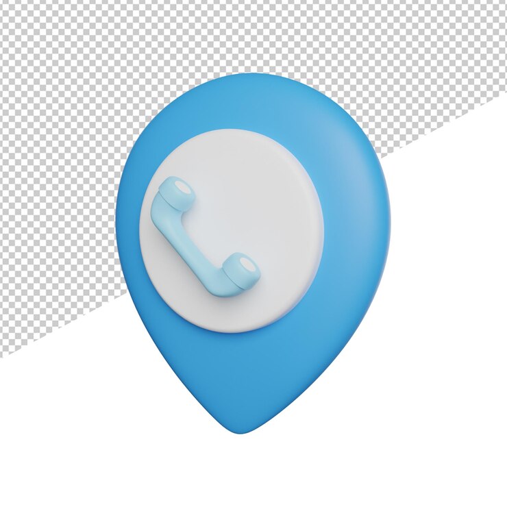 PSD pin call location vista lateral 3d rendering icono ilustración sobre fondo transparente