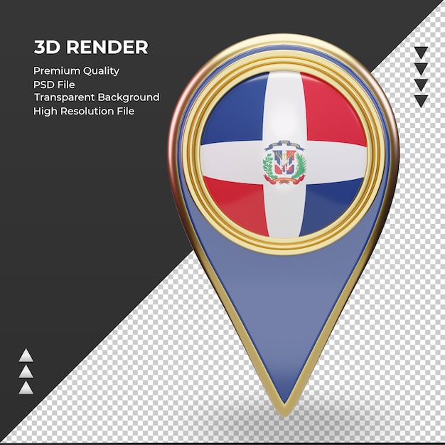 PSD pin d'emplacement 3d drapeau république dominicaine rendu vue de face