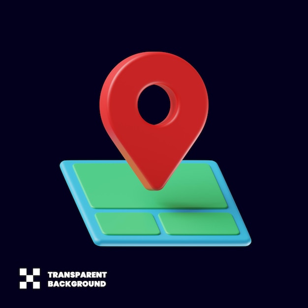 Pin icono de ubicación del mapa en 3D Render