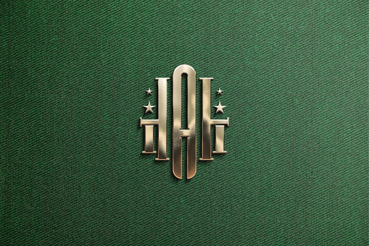 PSD pin de maqueta de logotipo en textura de tela