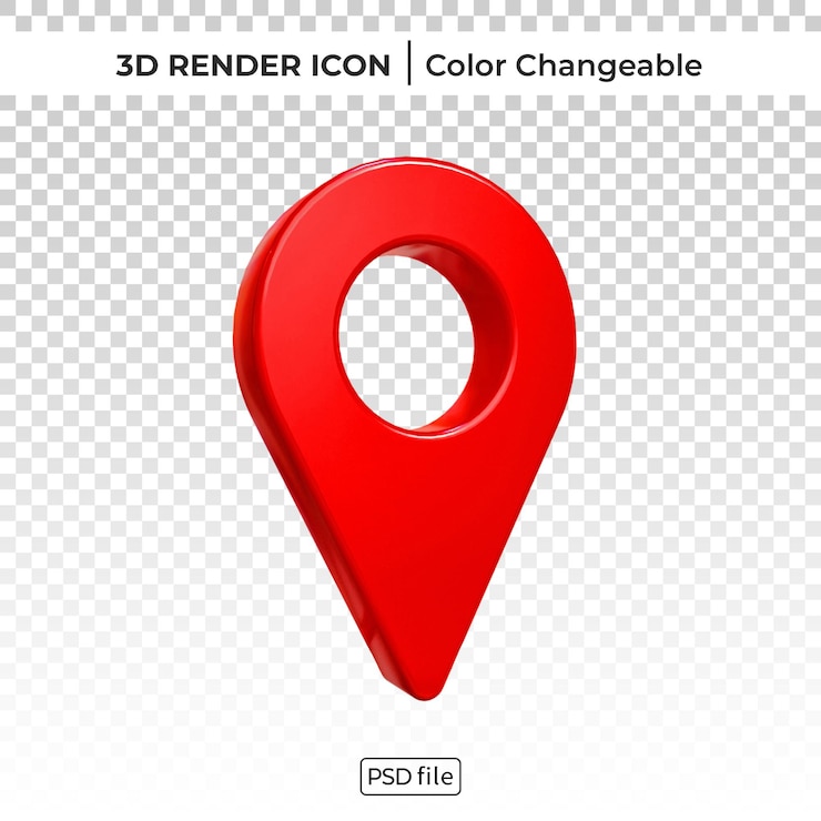 PSD pin-position 3d-renderfarbe veränderbares symbol