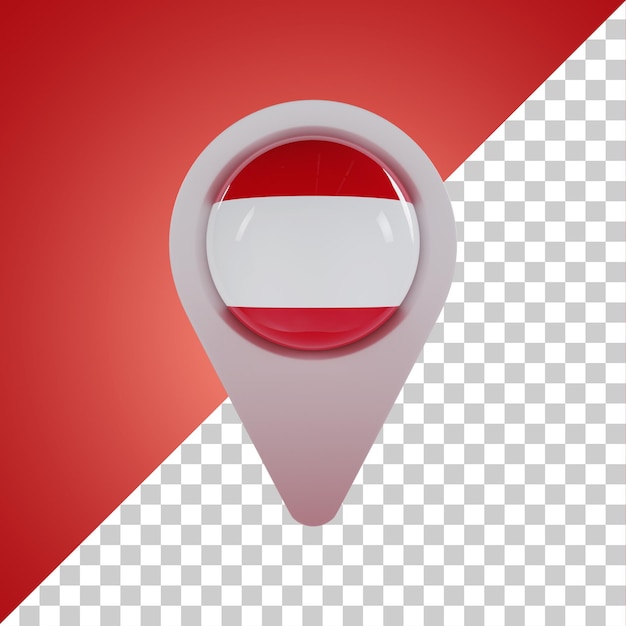 Pin Ronda bandera de Austria 3D Rendering
