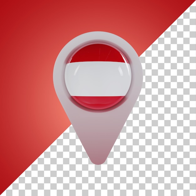 PSD pin ronda bandera de austria 3d rendering