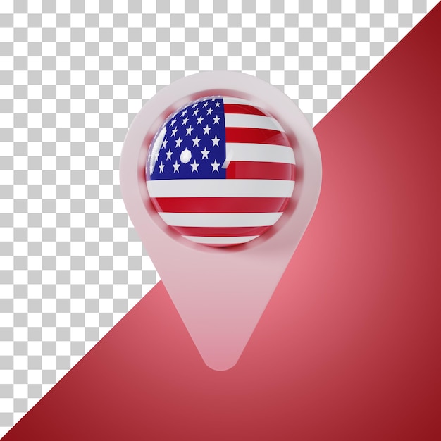 Pin Ronda bandera de Estados Unidos de América 3D Rendering