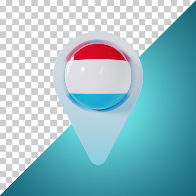 Pin ronda bandera de luxemburgo 3d rendering