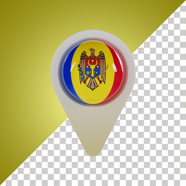 PSD pin ronda bandera de moldavia 3d rendering