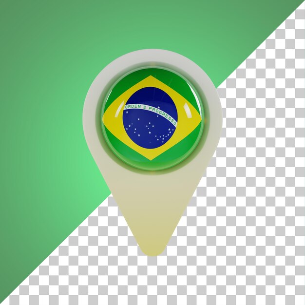 Pin round bandeira do brasil renderização em 3d