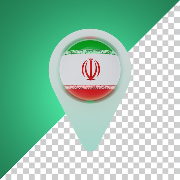 Pin round bandeira do irã renderização em 3d