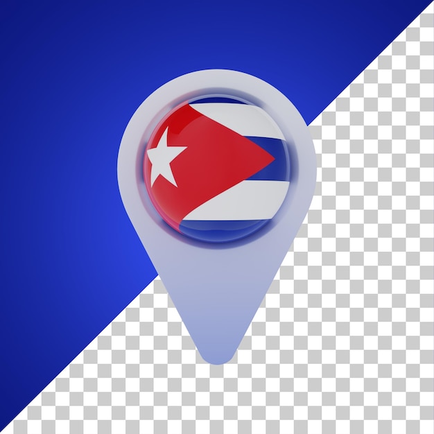 PSD pin round flag of cuba renderização em 3d