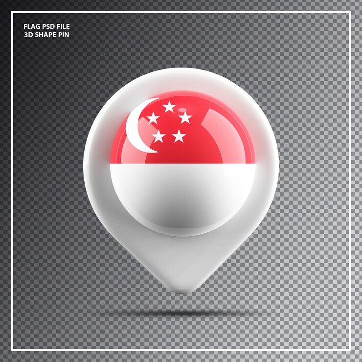 PSD pin round flag of singapore element