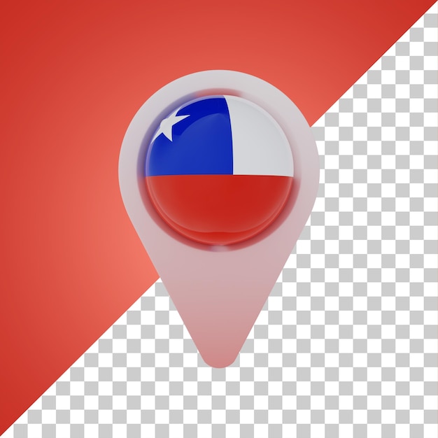 PSD pin runde flagge von chile 3d-rendering