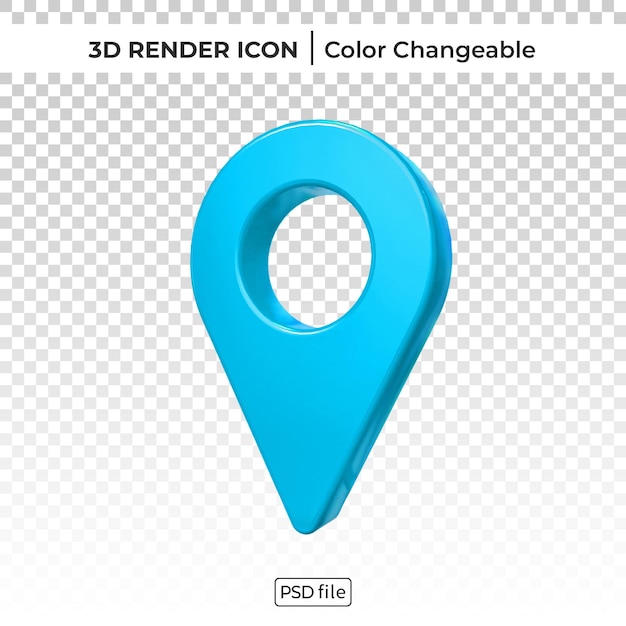 Pin ubicación 3d render color icono cambiable