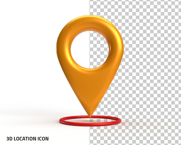 PSD pin de ubicación del mapa icono de navegación 3d fondo transparente