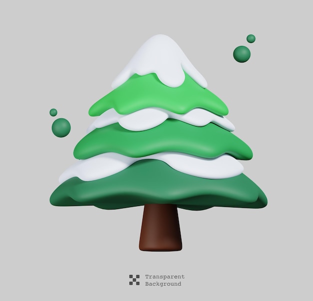 Pin Vert Dans La Neige Isolé. Concept D'icône Symbole Nouvel An Et Hiver. Illustration De Rendu 3d