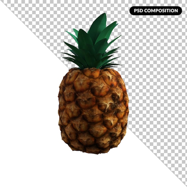 Piña, fruta, aislado, 3d, interpretación