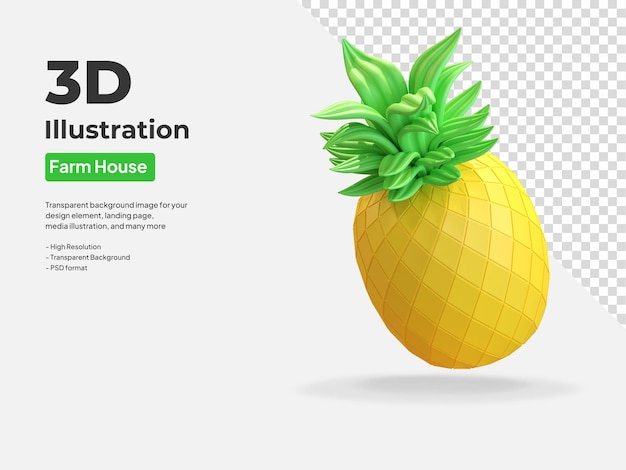 piña fruta icono 3d render illusration