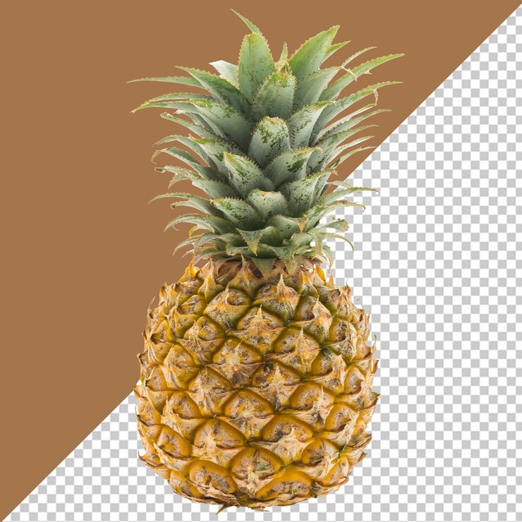 La piña PSD se muestra en un fondo marrón con fondo transparente