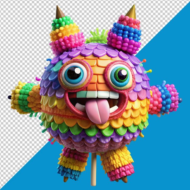 Piñata llena de caramelos sobre un fondo transparente