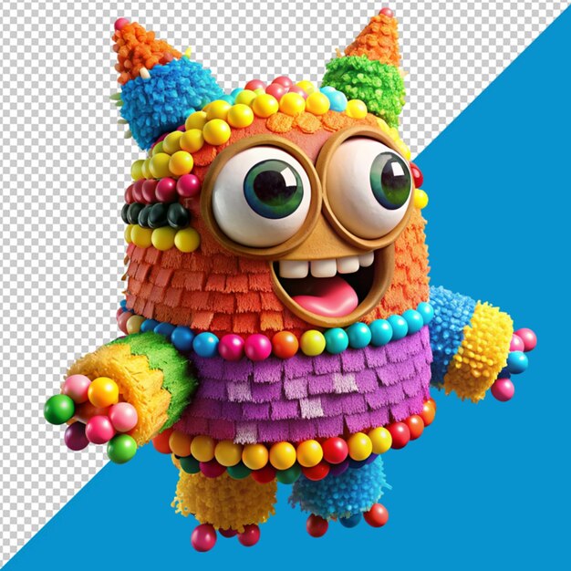 Piñata llena de caramelos sobre un fondo transparente