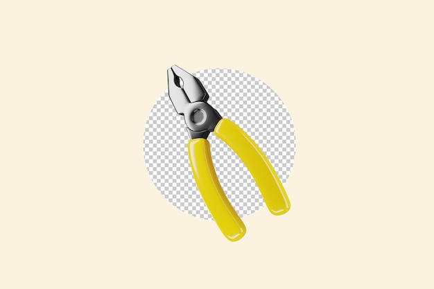 PSD pince à outils à main jaune 3d.