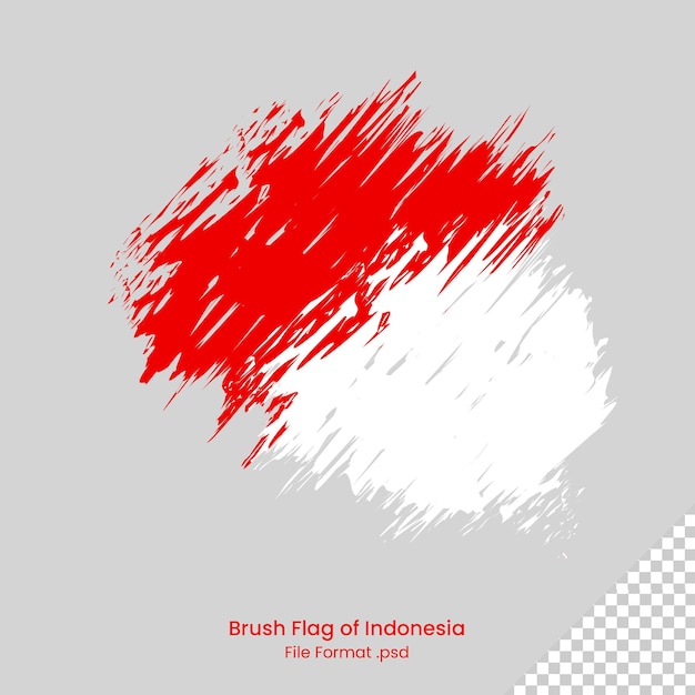 PSD pinceau drapeau de l'indonésie design rouge et blanc