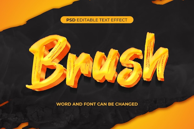 Pinceau effet de texte jaune 3D