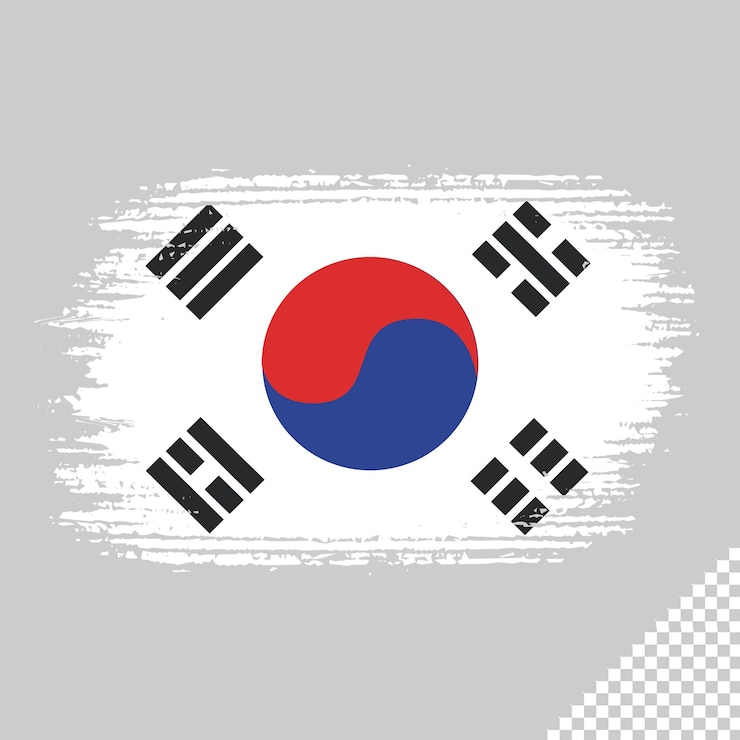 PSD pincel bandeira coreia do sul fundo transparente coreia do sul pincel modelo de design de bandeira aquarela