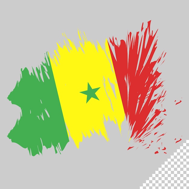 PSD pincel bandeira senegal fundo transparente senegal pincel aquarela bandeira elemento de modelo de design