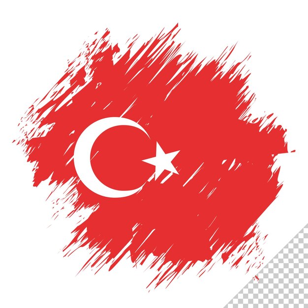 PSD pincel bandera turquía fondo transparente pincel de turquía elemento de plantilla de diseño de bandera de acuarela