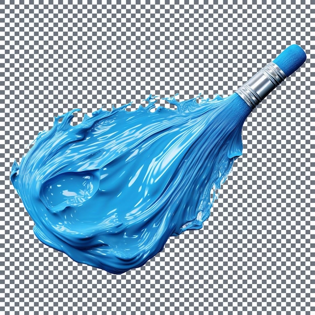Pincel de pintura azul isolado sobre um fundo transparente