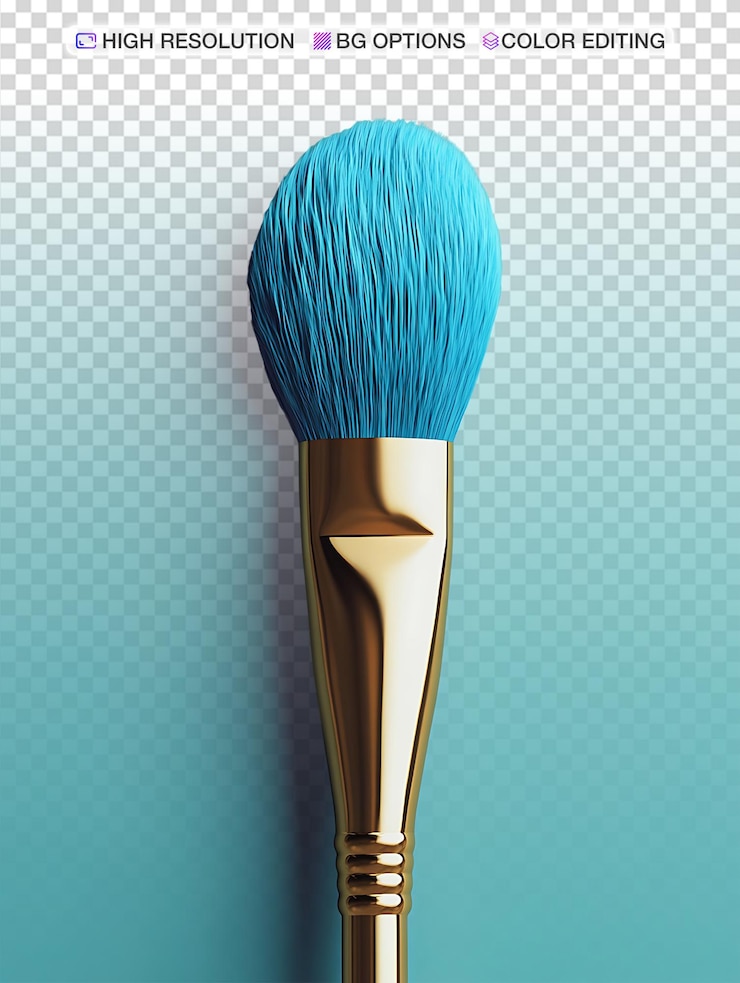 PSD pincel de dibujos animados de color turquesa vibrante en estilo c4d