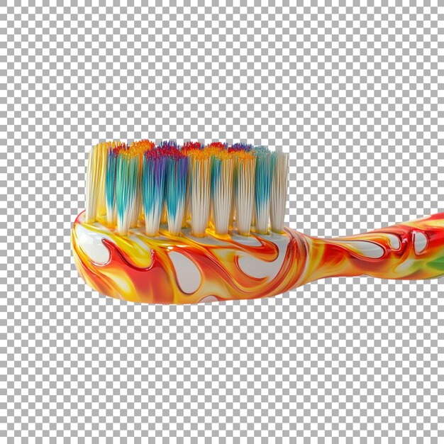 Pincel de dientes de colores en un fondo transparente generado por Ai