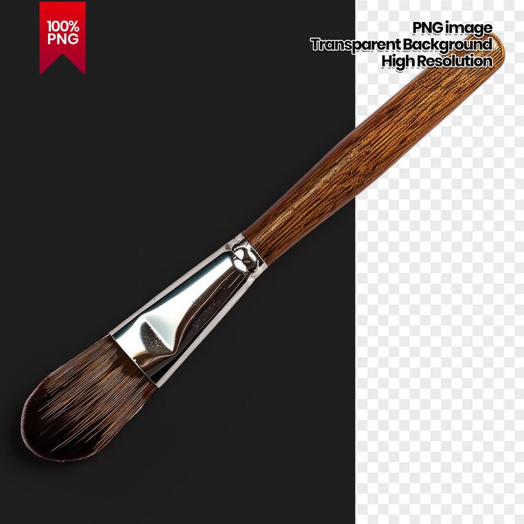 PSD pincel de madera de alta resolución con cerdas suaves y fondo transparente
