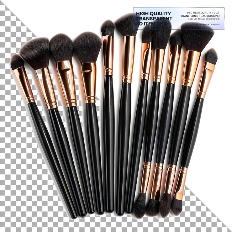 PSD un pincel de maquillaje completo en un fondo transparente