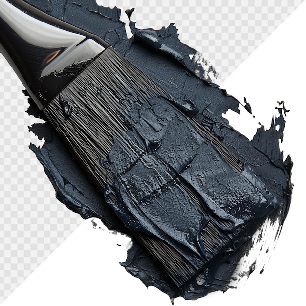 PSD pincel negro con pintura gruesa sobre un fondo transparente