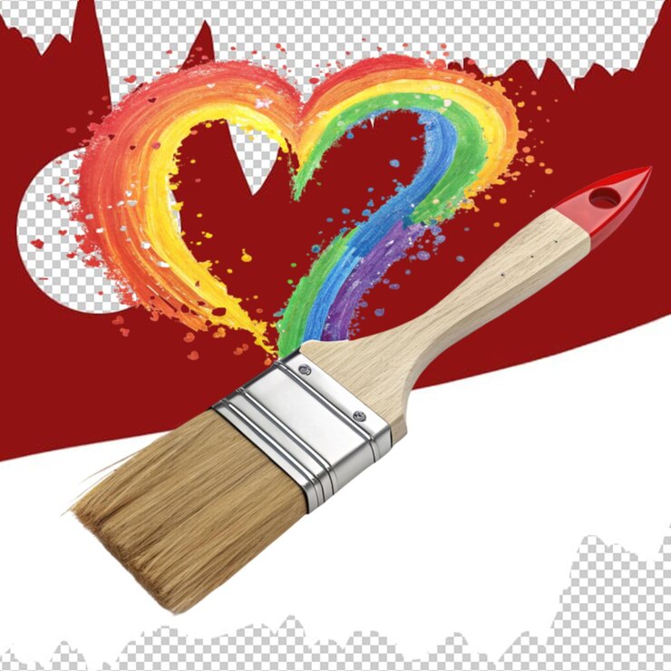 PSD un pincel con pintura de colores