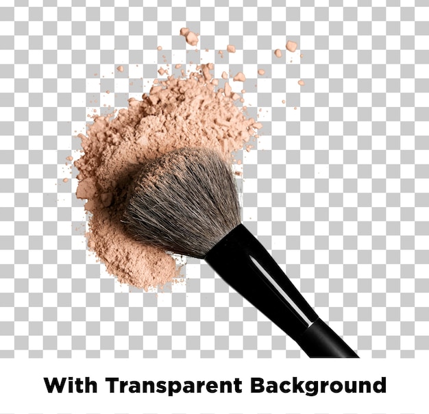 Pincel y polvo de maquillaje con fondo transparente
