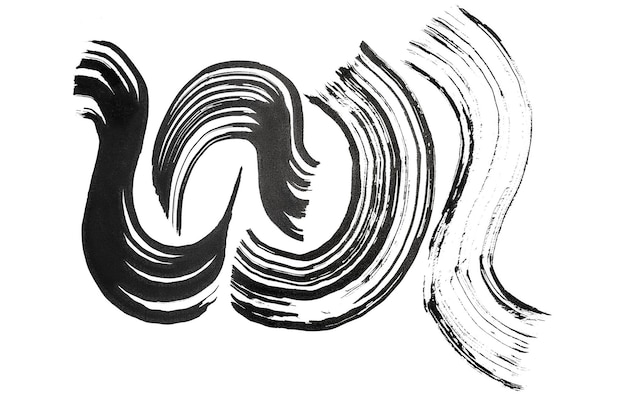 Pinceladas abstratas pretas e salpicos de tinta no papel Caligrafia de arte Grunge transparente