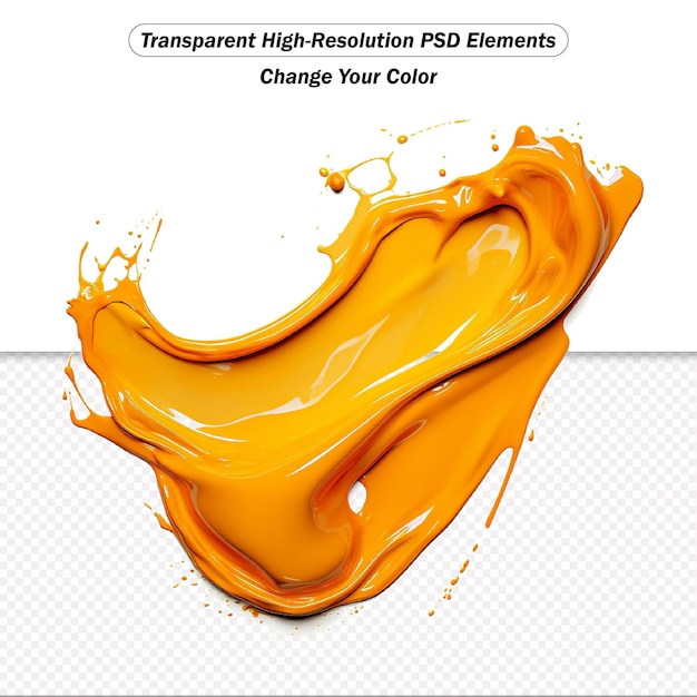 PSD pinceladas de tinta a óleo de mancha laranja feitas à mão isoladas sobre o fundo branco