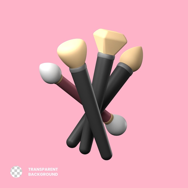 Pinceles de maquillaje Icono 3D aislado sobre un fondo transparente