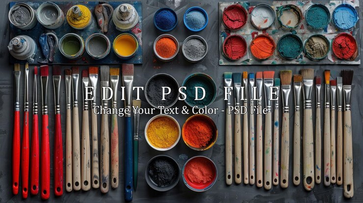 PSD pinceles de pintura y la paleta de los artistas