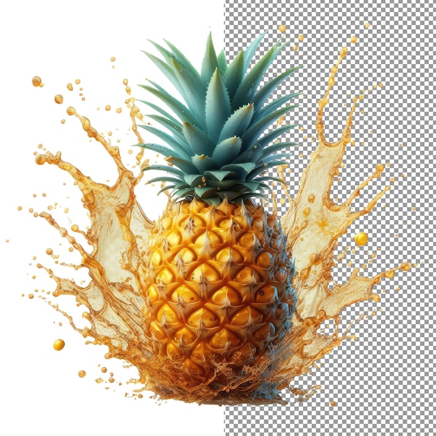 PSD pineapple paradise png aislamiento listo de una salpicadura líquida tropical